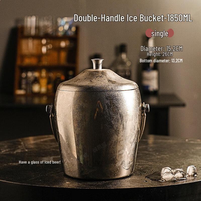 ZISIZ Double-Layer Stainless Steel Ice Bucket