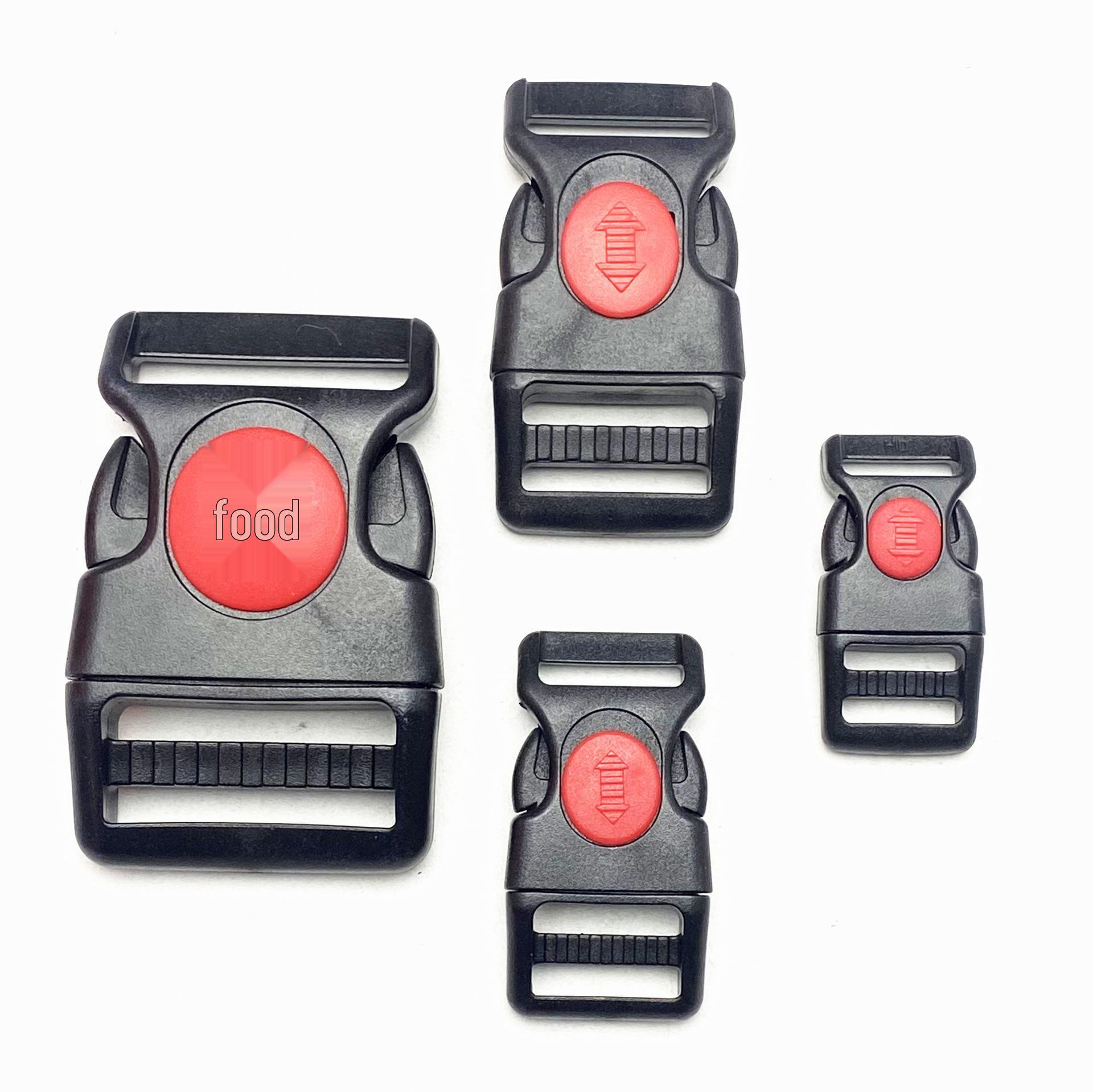 

Регулируемая 15-38 мм кнопка-застежка с красной точкой, пряжка-слайдер с замком для ошейников для питомцев и шлемов 15mm чёрный