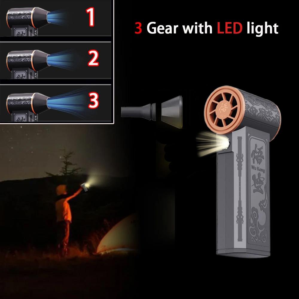 

130000RPM Turbo Jet Fan Electric Mini Air Blower with Flashlight 3Speed 52m/s Turbo Violent Blower Dust Dryer Brushless TurboFan