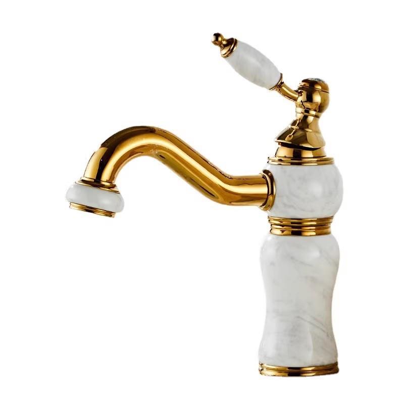Gold Brass JadeB Athroom Faucet Basin Faucet Hot & Cold  Bathroom Sink Faucet Deck Mounted Lavotory Faucet  Mixer Water Tap