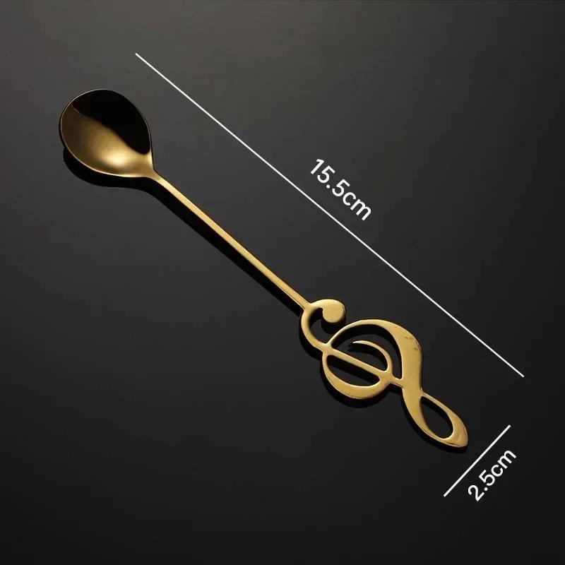 Stainless Steel Musical Note Spoon Creative Coffee Spoon Ice Cream Teaspoon Stirring Dessert Spoon Home Accessories