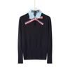Women's Drawstring Knit Sweater with Organza Collar - Casual, Versatile, Slimming, and Warm Wool Layer