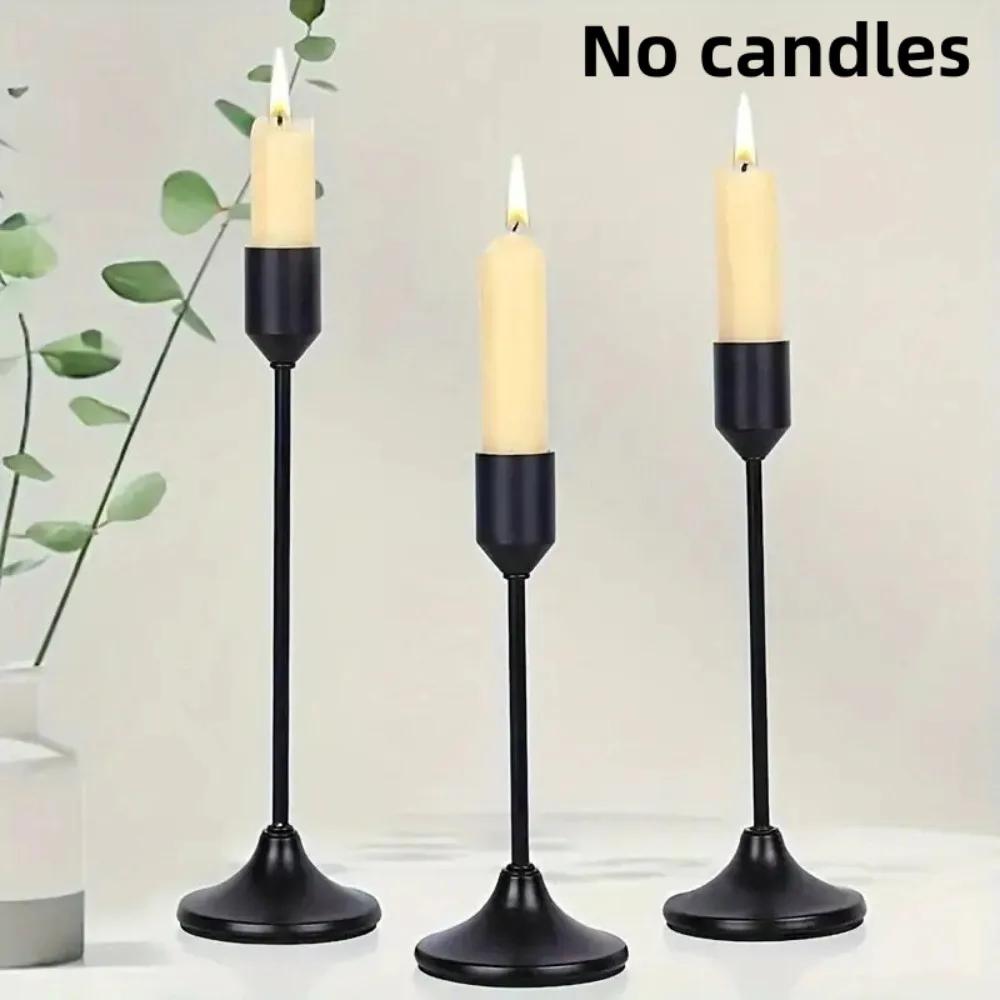 3Pcs/Set Minimalist Retro Style Tabletop Candle Holders Exquisite Home and Hotel Decoration Candlestick Holder Metal