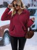 2025 Women's European & American Autumn/Winter Plush Sweatshirt with Semi-High Neck and Zipper Pockets