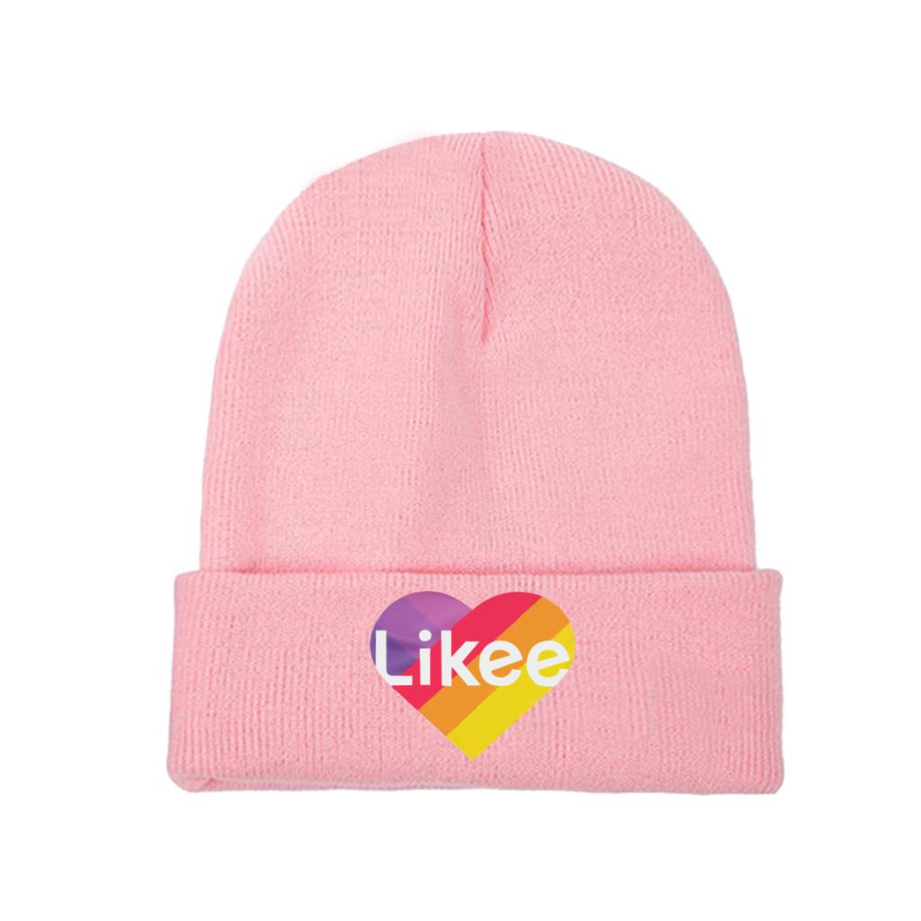 Logotipo do aplicativo Likee Likee Heart Rainbow Graffiti Gorro de malha Gorros Chapéu de inverno Quente Moda Boné Unissex Feminino