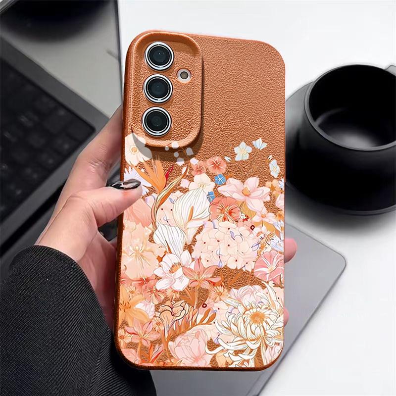 Hydrangea Peony Flower Pattern Case For Samsung Galaxy S26 S25 S24 Ultra S23 S22 S21 FE A54 A15 A35 A55 A16 A26 A36 A56 A17 A37 A57 5G Funda