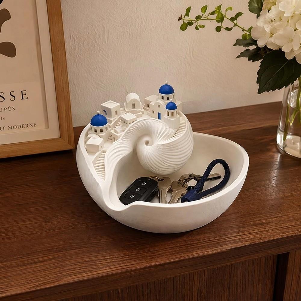 Conch Shell Shape Coastal Style Key Tray 3D Printed Conch Shell Storage Box Desktop Ornament