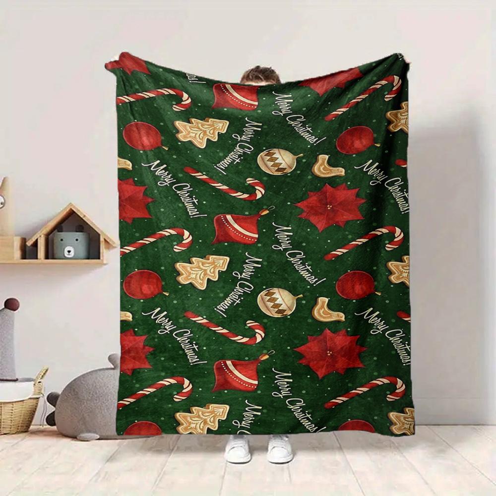 1Pc Christmas Candy Cane Blanket Soft And Comfortable Casual Warm Camping Travel Christmas Halloween Gift M91715
