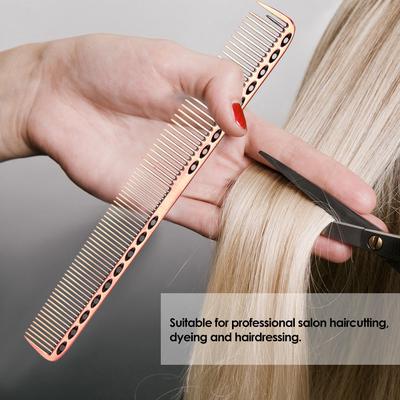 2Pcs Salon Hair Comb with Scale Professional Barber Hairdressing Space Aluminum Comb Metal Hair Cutting Comb