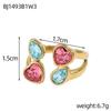 CARLIDANA Fashion Jewelry Open Rings 18K Gold Plated Stainless Steel Simple Multi-Color Crystal Ring For Women Jewelry