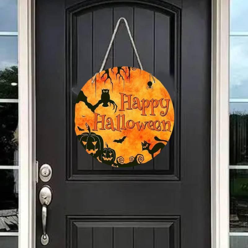 Pumpkin Halloween Wooden Trick Or Treat Decoration Haunted House Door Hangings