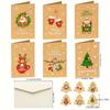 6pcsChristmas Greeting Card Set Kraft Paper Party Blessing Card Message Card Invitation Letter Envelope Sticker