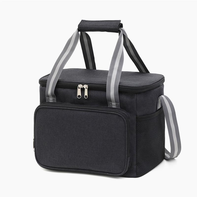 Изолированная портативная сумка-ланч большого объема с алюминиевой фольгой чёрный