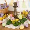 3D 20cm Easter Party Artificial Flower Desktop Decoration Candlestick Candle Wreath Arrangement Easter Egg Wreath