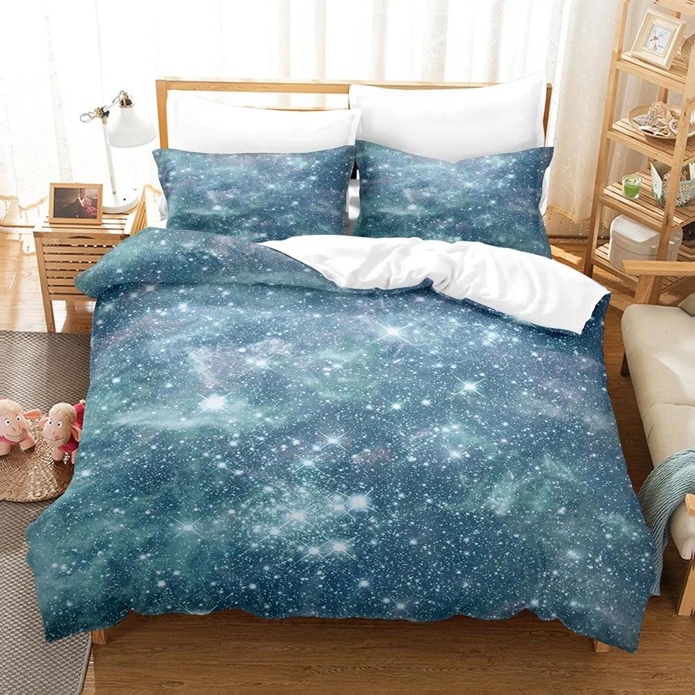 3D Print Cosmic Galaxy Beding Sets for Young Boys ,Astral Soft Duvet Cover Set,Microfiber Warm Comforter Cover,Outer Space Bed Linen Set for Ten Kid