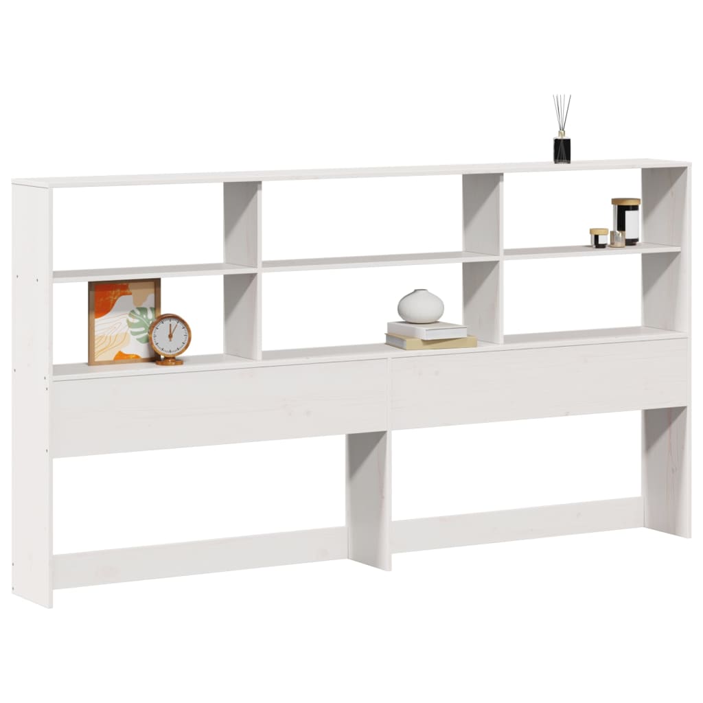Headboard with Storage Space White 180 cm Solid Pine Wood