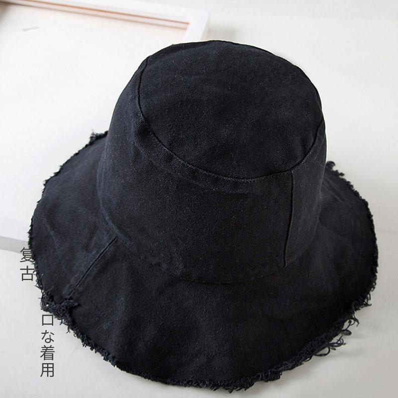 Classic Solid Color Rough Edge Sunshade Bucket Hat Ins Basin Hat Versatile Simple Male and Female Students Sunscreen Hat