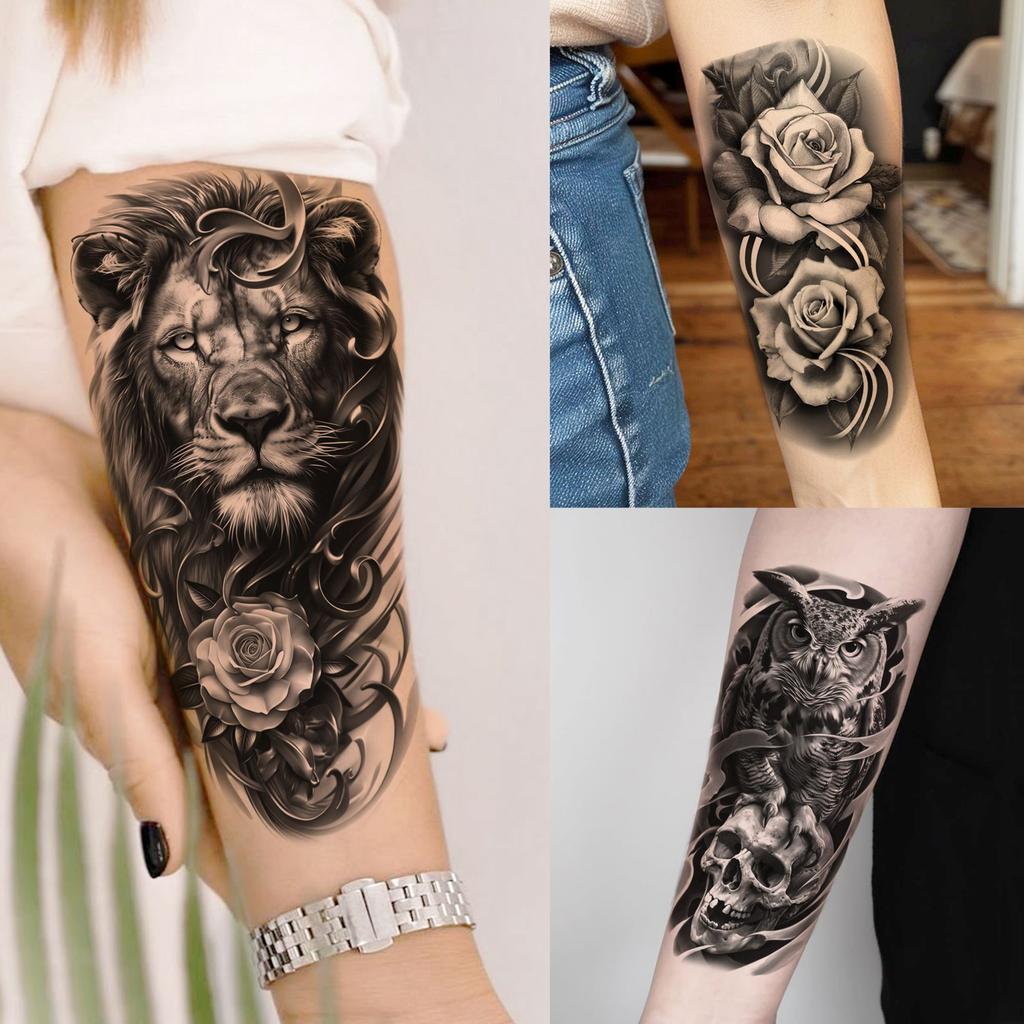 74 Fogli Tatuaggi Temporanei Leone Tigre Lupo Per Uomini Donne Zeus Gesù Tatuaggi Impermeabili Realistici Adesivo Tatuaggio Finto Lunga Durata