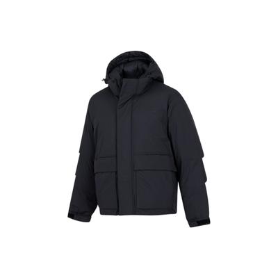 Solid Color Logo Print Windproof Warm Down Jacket Men Jacket Black 933446-01