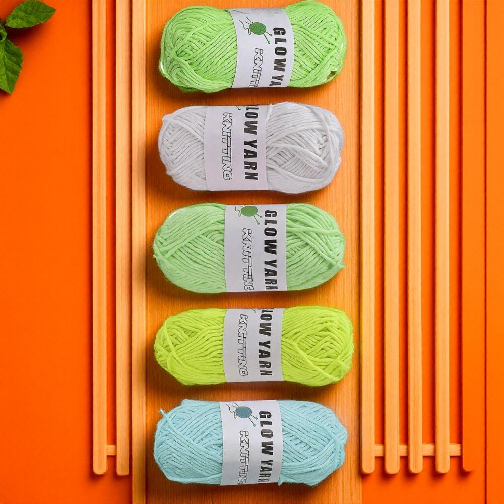 50M/2mm Knitting Yarn, Polyester Glow in the Dark, Anti-Fade, Soft for DIY Crochet, Scarves, Hats, and Shawls, for Hand Knitting