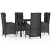 Maison Exclusive - Ensemble à manger de jardin coussins 5pcs Noir Résine tressée