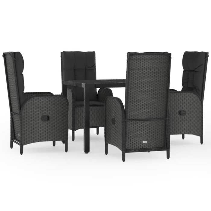 Maison Exclusive - Ensemble à manger de jardin coussins 5pcs Noir Résine tressée