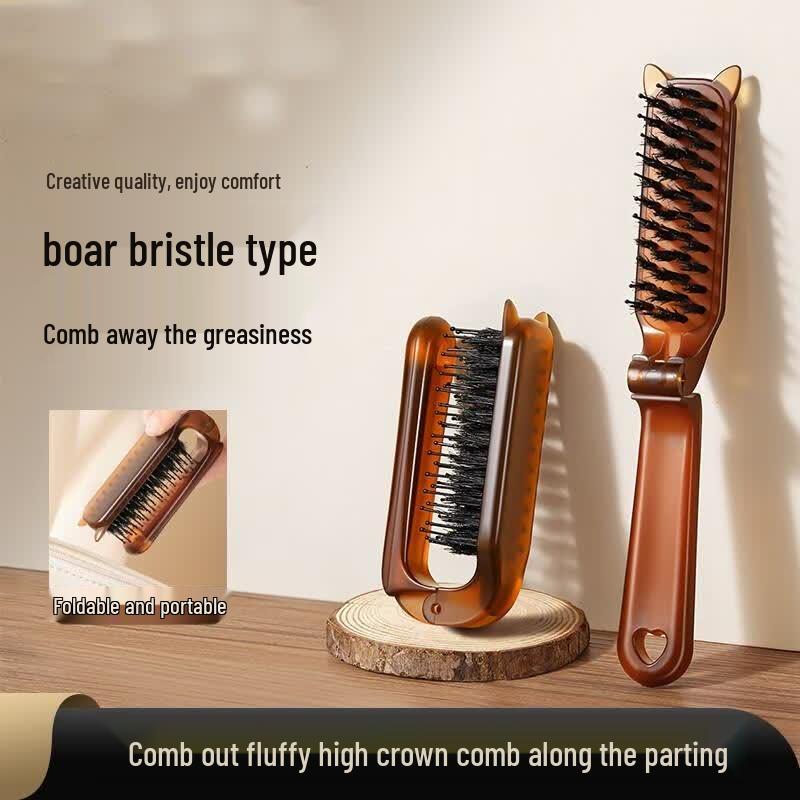 HANDUNYOU Folding Boar Bristle Hair Comb