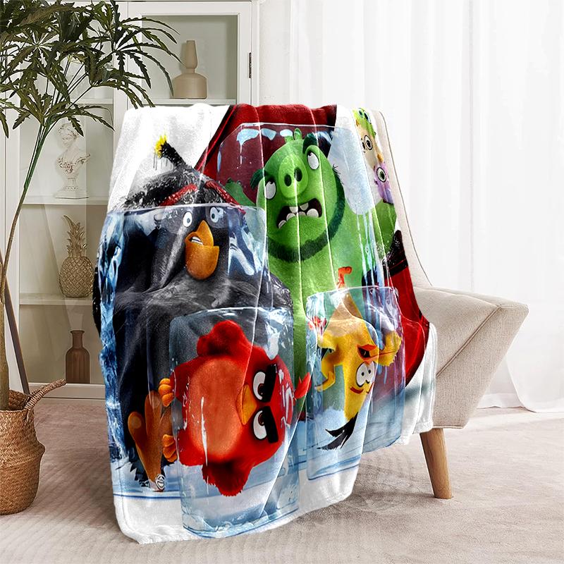 1pc Blanket angry Birds Print Design, Lightweight Blanket for Sofa, Bed- Soft &Warm, Gift for All Seasons like Christmas, Halloween