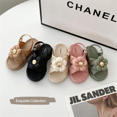 Summer New Flower Girls Sandals, Korean Version of One-button Children's Cool Slippers Soft-soled Baby Princess Shoes