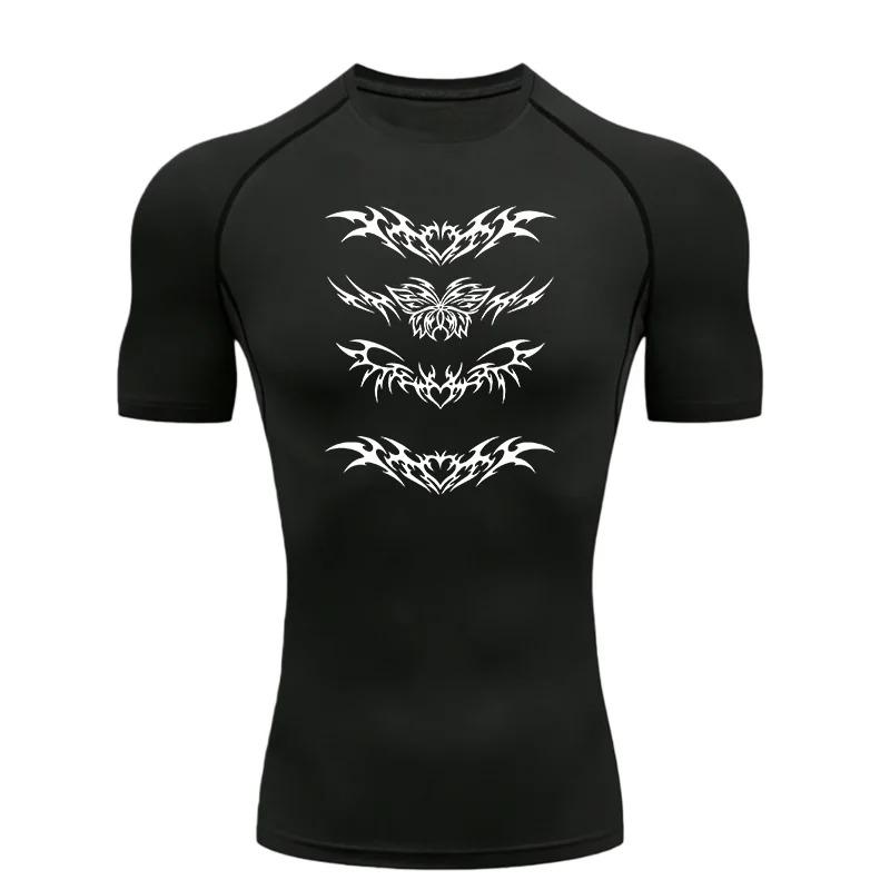 Men's Sports Training Summer fitness suit Breathable Compression Running  Rashgard Tops Tee Quick Dry Short Sleeve T-Shirt