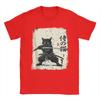 Vintage Anime Cat Japanese Art Funny Samurai Cat T Shirts Unisexs Cotton Vintage TShirt Round Neck Tees Short Sleeve Tops 5XL 6XL