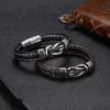 2026 High Quality Infinity Knot Leather Wristband Bracelet Pulsera Stainless Steel Magnetic Clasp Braided Leather Bracelet