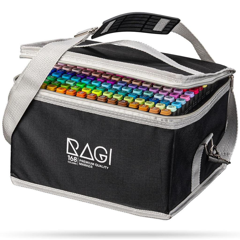 RAGI Alcohol Markers 168 Double-sided Felt-tip Pens, Dual Tip, Professional Artistic Drawing Set
