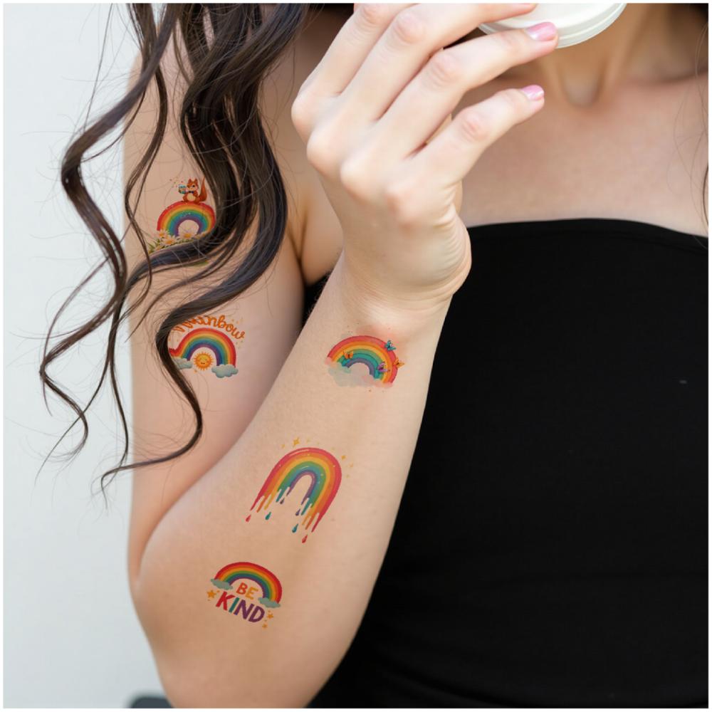 108pcs Waterproof Temporary Tattoo Sticker Rainbow Adults Men Women Body Arm Fake Tattoos Waterproof Disposable Tattoo Stickers