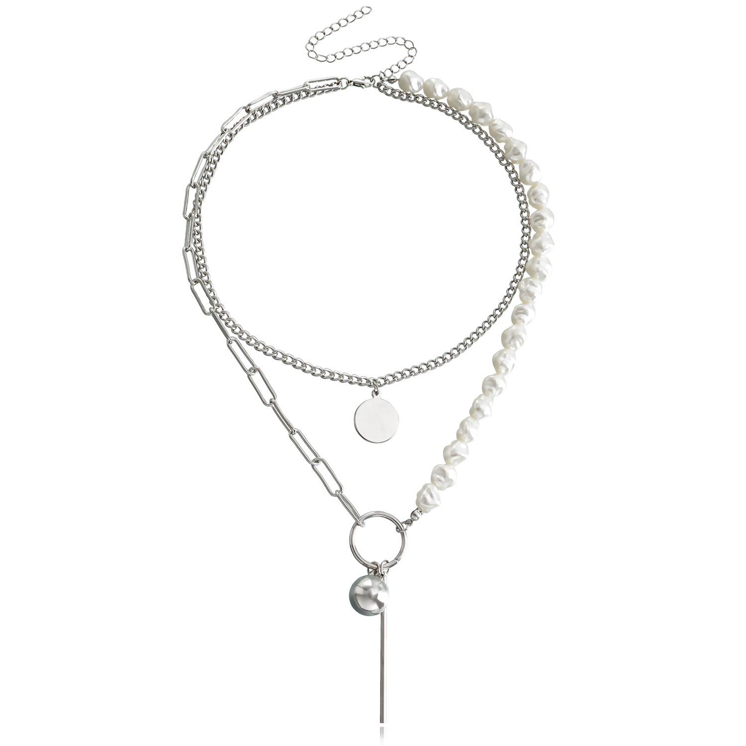 

Геометрическое ожерелье с подвеской из больших и маленьких квадратов One Size серебряный