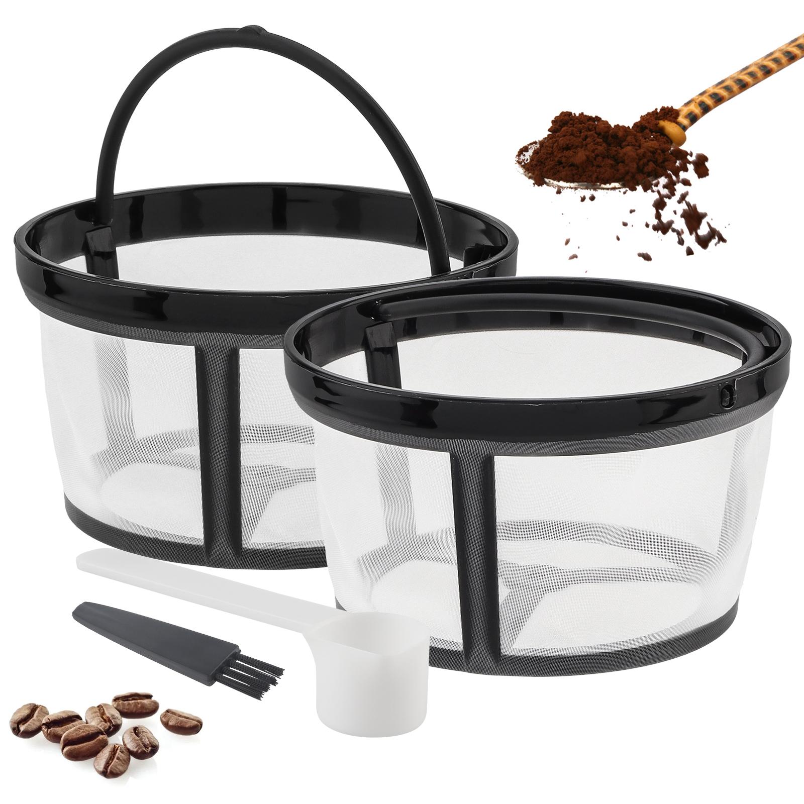 

2pcs Reusable Nylon Coffee Filter Basket for Mr Coffee Machine with Brush Scoop 2-4 Cup High Temp Resistant белый