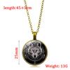 Wolf Head Pendant Necklace Animal Power Norse Viking Amulet Glass Cabochon Jewelry  Necklaces for Men Women