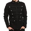 Men's Black Gothic Steampunk Military Band Jacket