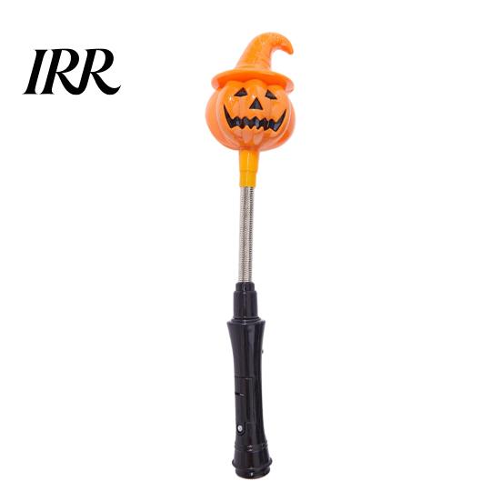 Pumpkin Lantern Glow Stick Halloween Party LED for Kids, Spooky Ghost Flashing Light Lighted Up Rod with Spring Holiday Favors Decoration