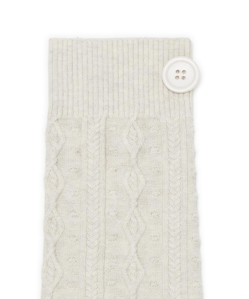 HUG YOUR SKIN Button Cable Knit Leg Warmers (Ivory)