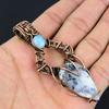 Dendrite Opal Gemstone Pure Copper Wire Wrapped Handmade Pendant Jewelry