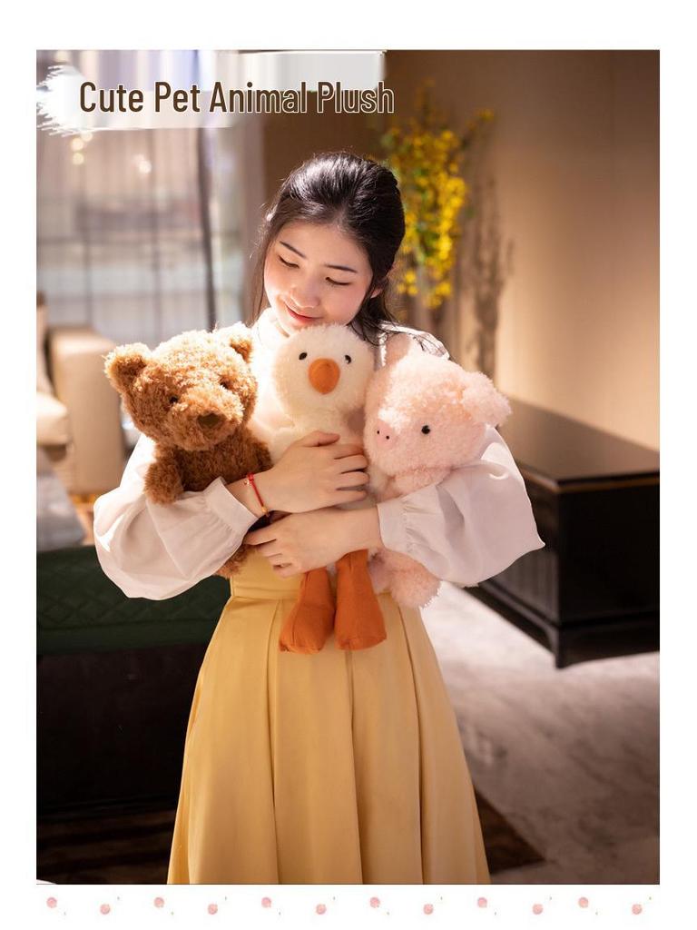 British Curly Animal Series: Cartoon Pig Plush Comfort Doll for Kids