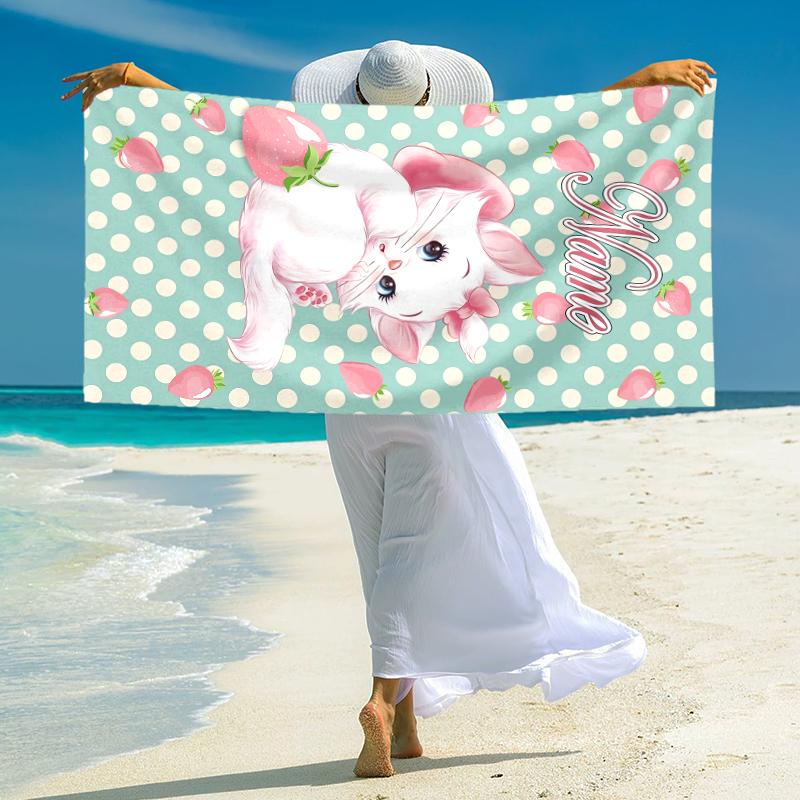 Personalized Cheshire Cat Hearts Theme Beach Towel Microfiber Beach Towel Thin Absorbent for Beach Swimming Yoga Bath Sports. 0910353