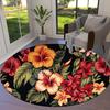Retro Flowers Round Area Rug,Carpet Rug for Living Room Bedroom Sofa Playroom Decor,Non-slip Floor Mat