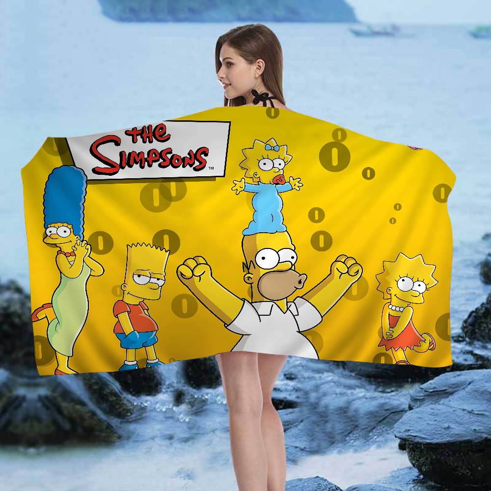 Cartoon The S-Simpsons Bath Towel Microfiber Soft Water Absorbing Breathable For Girl Kids Decorative Cartoon Beach Towel