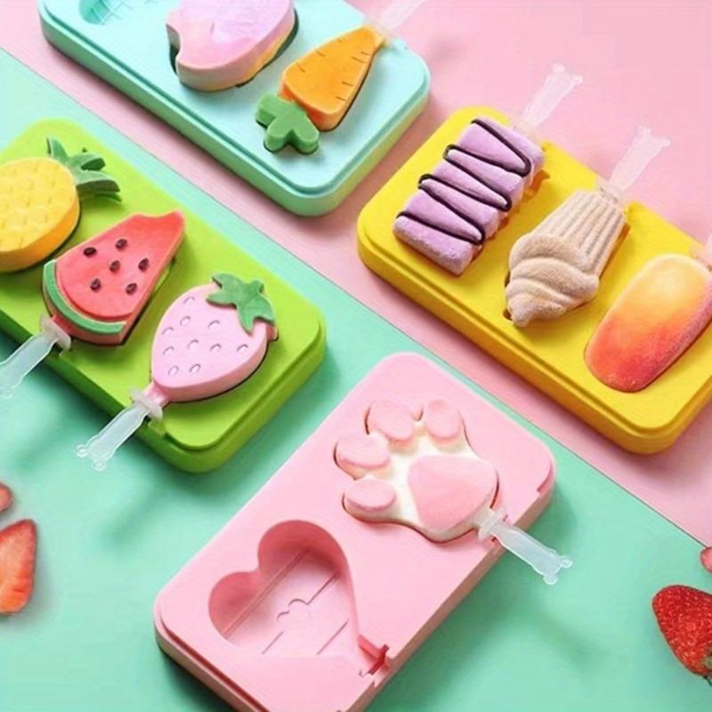 Colorful Reusables Silicone Ice Pop Mold with Sticks BPA-Free Frozen Popsicle Mold for Homemade Desserts Yogurt Juice Smoothies