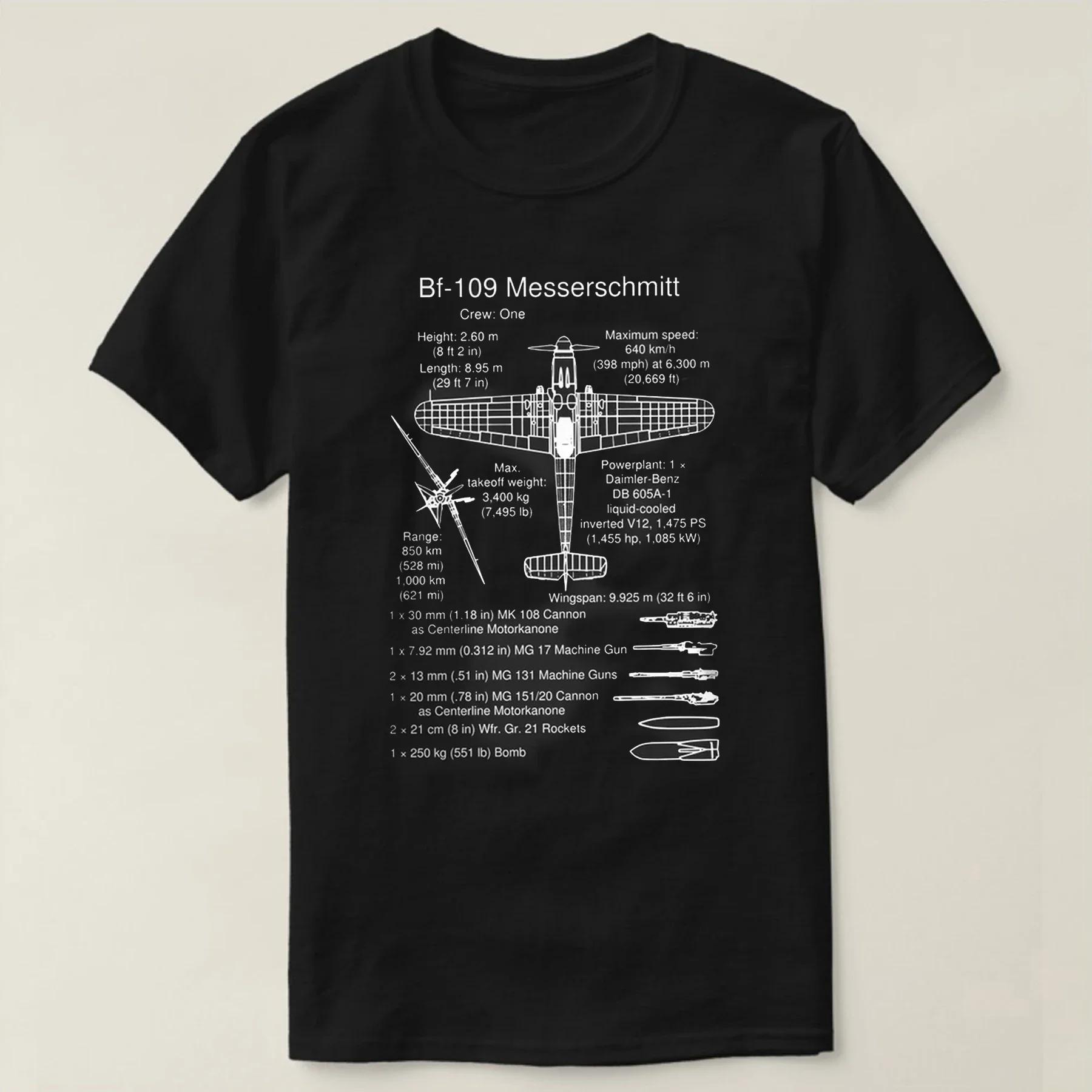 

Вторая мировая война Немецкий истребитель Messerschmitt Bf 109 Инфографика Футболка Новая 100% Хлопок Короткий рукав Круглый вырез Футболка Повседневная мужская футболка - M... S разноцветный