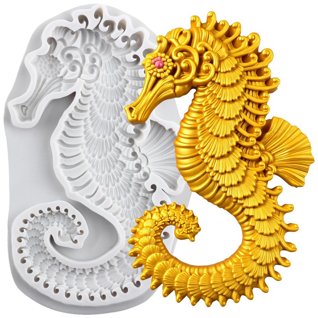 Seahorse Silicone Molds Hippocampus Fondant Mold Cake Decorating Tools Cupcake Topper Candy Chocolate Gumpaste Mold
