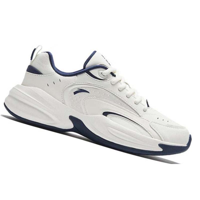Anta ACE Textile, Synthetic Leather Vintage Abrasion Resistant Low top Chunky Sneakers Women's White Blue Sneakers 922338802-1