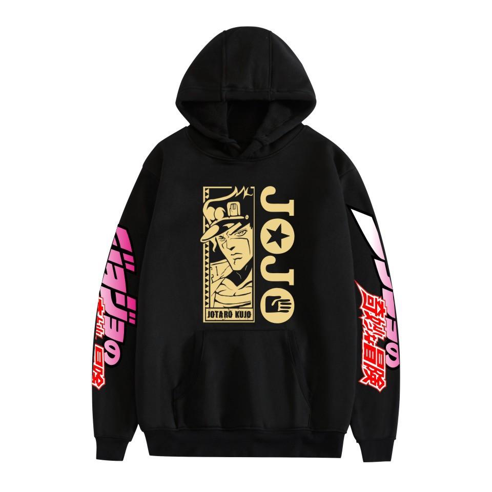 Japanese Anime JOJO Bizarre Adventure Printed Hoodie with A Fluffy Lining Man Sweatshirts Long Sleeve Fashion Female Streetwear